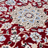 ペルシャ絨毯 ナイン産 40x60cm 赤 玄関マット 手織り