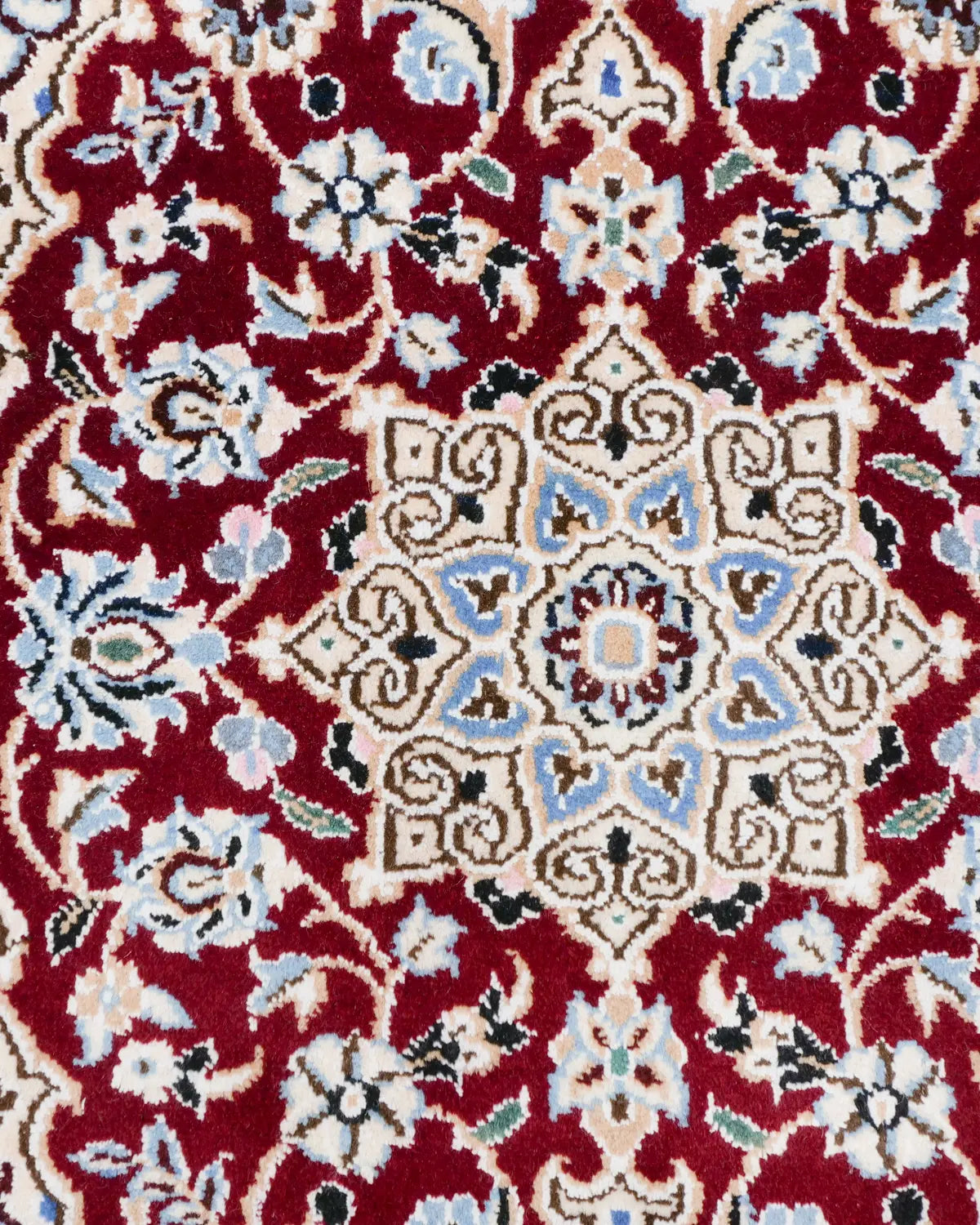 ペルシャ絨毯 ナイン産 40x60cm 赤 玄関マット 手織り