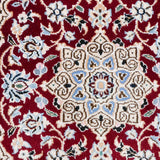 ペルシャ絨毯 ナイン産 40x60cm 赤 玄関マット 手織り