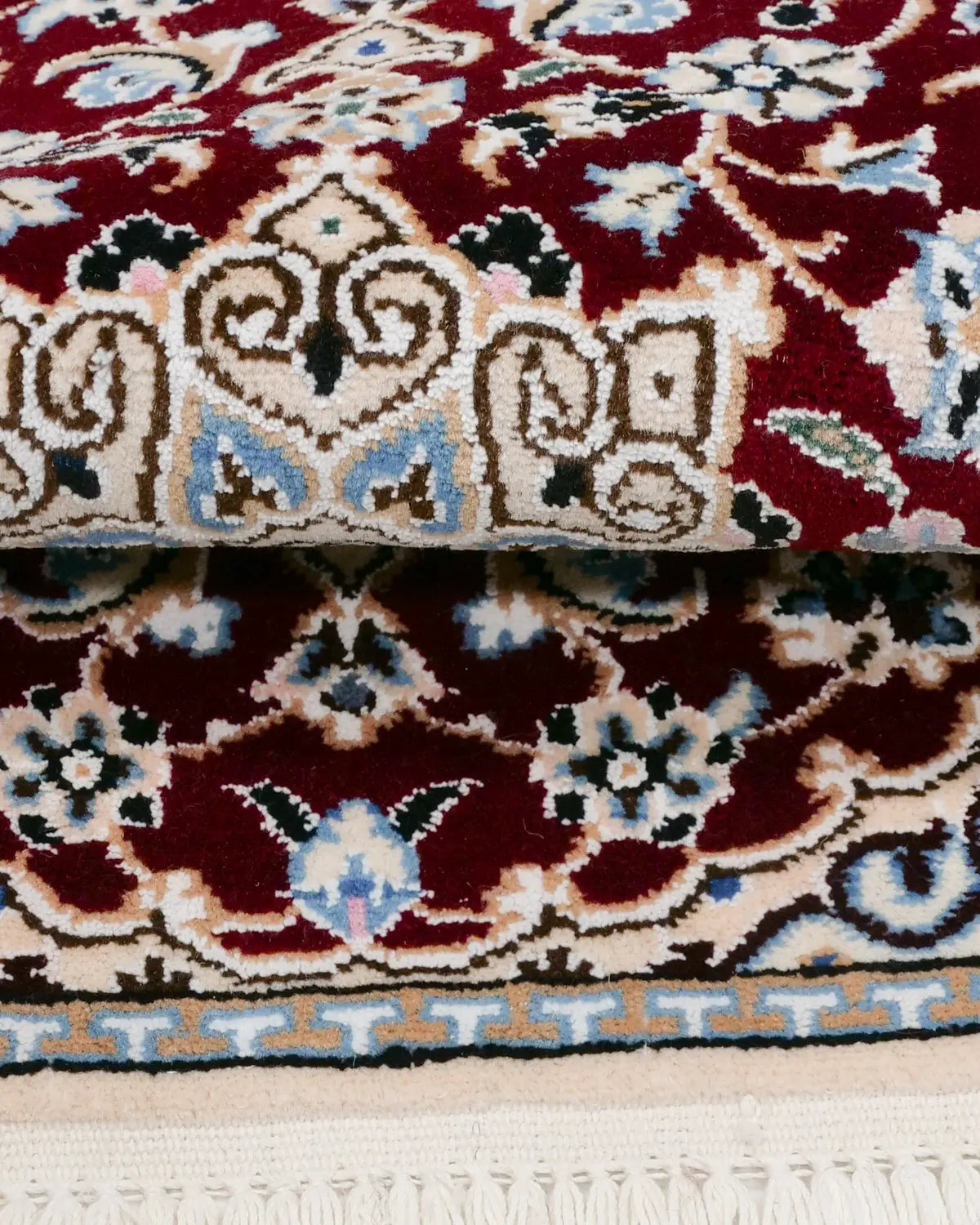 ペルシャ絨毯 ナイン産 40x60cm 赤 玄関マット 手織り