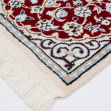 ペルシャ絨毯 ナイン産 40x60cm 赤 玄関マット 手織り