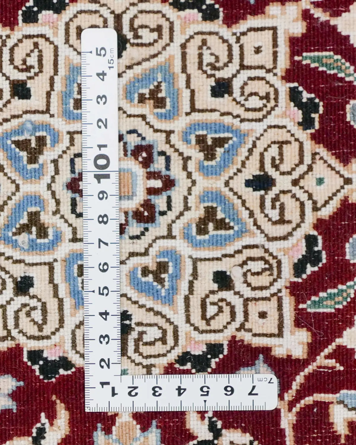 ペルシャ絨毯 ナイン産 40x60cm 赤 玄関マット 手織り