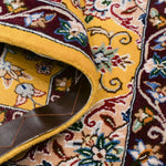 ペルシャ絨毯 ナイン 50x80cm ウール 山吹色 黄色 玄関マット 手織り