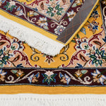 ペルシャ絨毯 ナイン 50x80cm ウール 山吹色 黄色 玄関マット 手織り