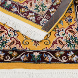 ペルシャ絨毯 ナイン 50x80cm ウール 山吹色 黄色 玄関マット 手織り