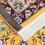 ペルシャ絨毯 ナイン 50x80cm ウール 山吹色 黄色 玄関マット 手織り