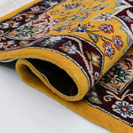 ペルシャ絨毯 ナイン 50x80cm ウール 山吹色 黄色 玄関マット 手織り