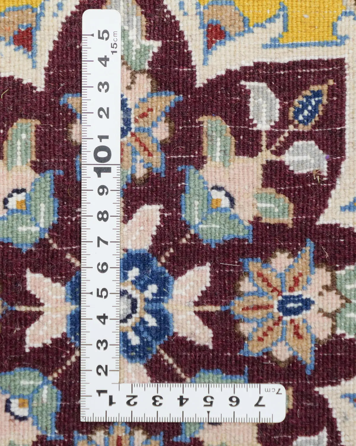 ペルシャ絨毯 ナイン 50x80cm ウール 山吹色 黄色 玄関マット 手織り