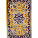 ペルシャ絨毯 ナイン 50x80cm ウール 山吹色 黄色 玄関マット 手織り