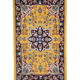 ペルシャ絨毯 ナイン 50x80cm ウール 山吹色 黄色 玄関マット 手織り