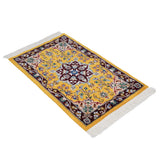 ペルシャ絨毯 ナイン 50x80cm ウール 山吹色 黄色 玄関マット 手織り