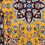 ペルシャ絨毯 ナイン 50x80cm ウール 山吹色 黄色 玄関マット 手織り