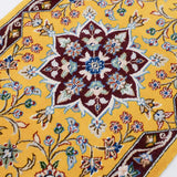 ペルシャ絨毯 ナイン 50x80cm ウール 山吹色 黄色 玄関マット 手織り