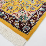 ペルシャ絨毯 ナイン 50x80cm ウール 山吹色 黄色 玄関マット 手織り