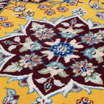 ペルシャ絨毯 ナイン 50x80cm ウール 山吹色 黄色 玄関マット 手織り