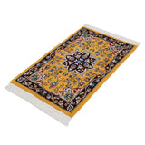 ペルシャ絨毯 ナイン 50x80cm ウール 山吹色 黄色 玄関マット 手織り