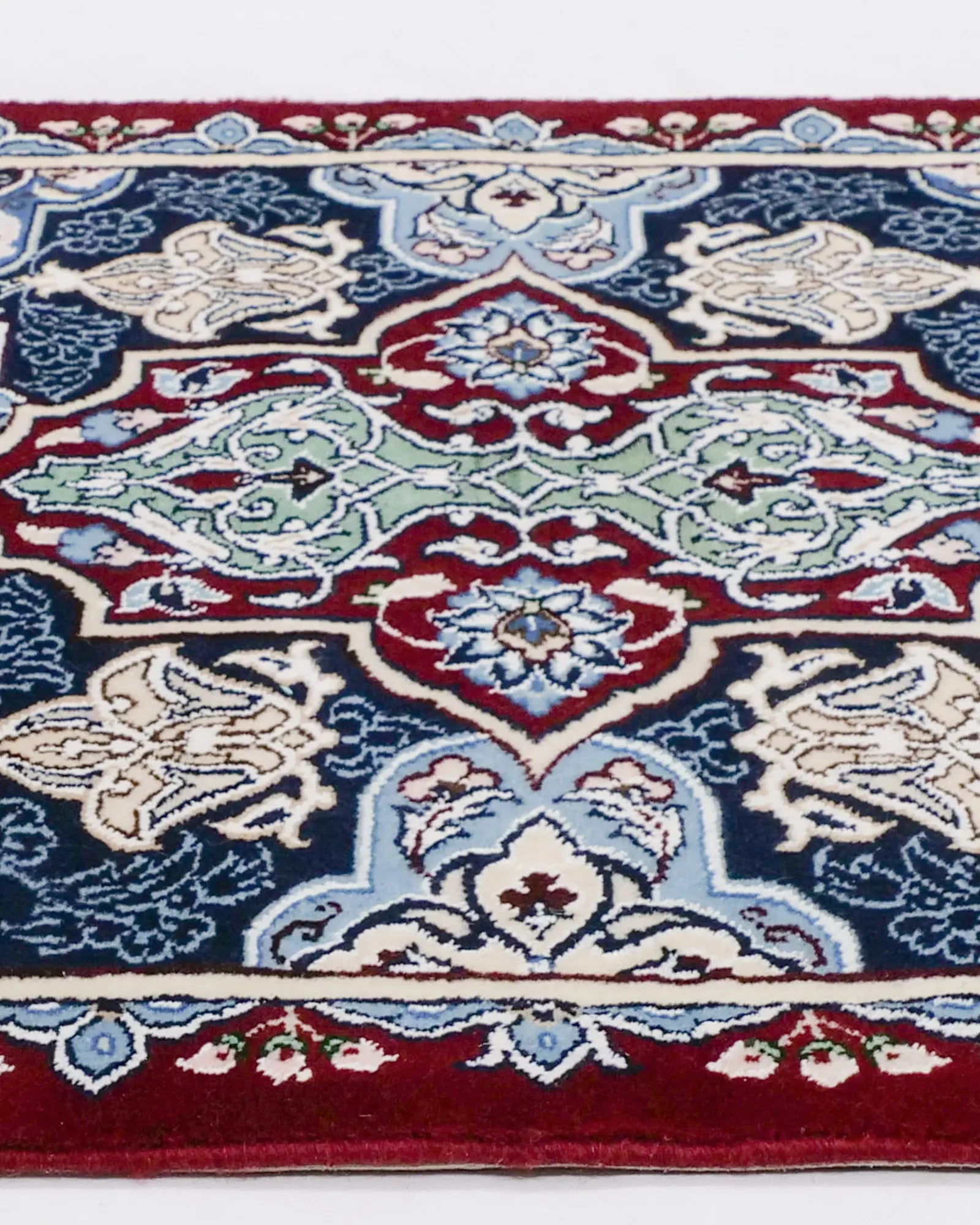 ペルシャ絨毯 ナイン産 60x90cm 玄関マット 赤 レッド 手織りラグ