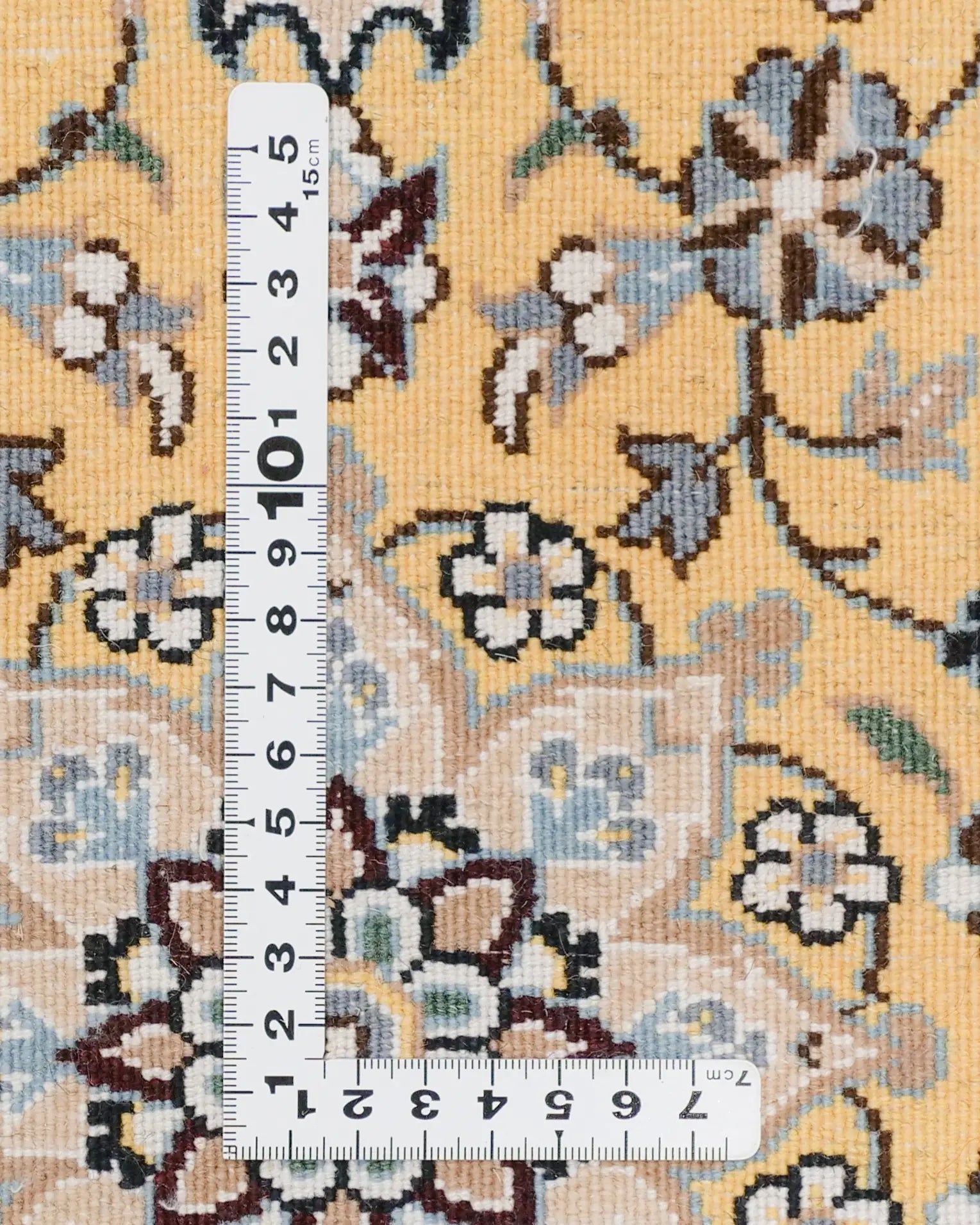 ペルシャ絨毯 ナイン産 40x60cm 玄関マット ミニ 黄色 イエロー 手織り ラグ