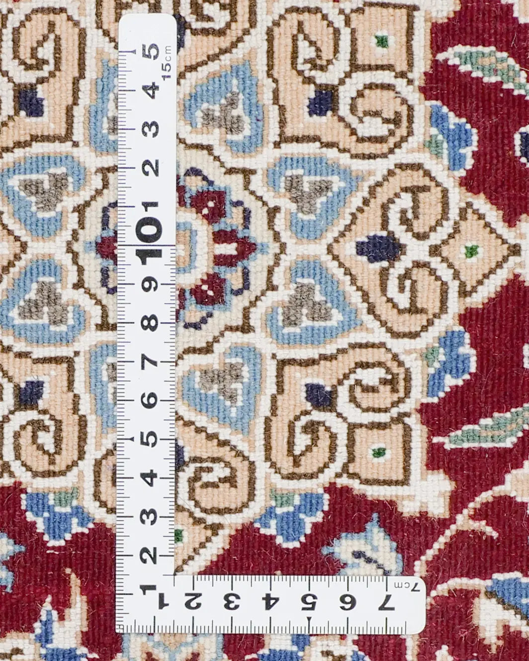 ペルシャ絨毯 ナイン産 40x60cm 玄関マット ミニ 赤色 レッド 手織り ラグ