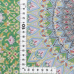 ペルシャ絨毯 クム産 シラジ工房 シルク手織りラグ（楕円形 80×119cm）ブルー×グリーン 花瓶と花模様入り 玄関マットにも最適