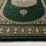 ペルシャ絨毯 マスミ工房 クム産 シルク 80x122cm 緑 グリーン 玄関マット 手織り ラグ