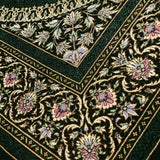 ペルシャ絨毯 マスミ工房 クム産 シルク 80x122cm 緑 グリーン 玄関マット 手織り ラグ