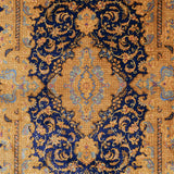 クム産シルクのペルシャ絨毯 エラミ工房 60×90cm 高級手織りラグ 玄関マット 唐草と幾何学メダリオンのデザイン