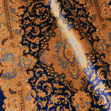 クム産シルクのペルシャ絨毯 エラミ工房 60×90cm 高級手織りラグ 玄関マット 唐草と幾何学メダリオンのデザイン