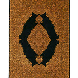 ペルシャ絨毯 サイディ工房  150x212cm クム産 シルク 黒&金 手織り ラグ