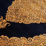 ペルシャ絨毯 サイディ工房  150x212cm クム産 シルク 黒&金 手織り ラグ