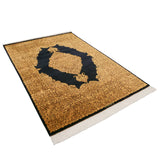 ペルシャ絨毯 サイディ工房  150x212cm クム産 シルク 黒&金 手織り ラグ