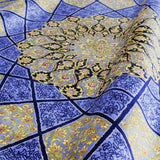ペルシャ絨毯 クム産 ムサビ工房 シルク 130x200cm 星形メダリオン 唐草模様 手織り 高級ラグ