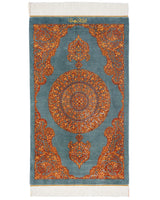 クム産サイディ工房シルクペルシャ絨毯 80×50cm 全体画像