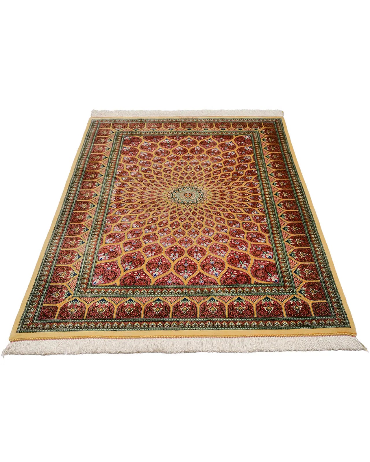 ペルシャ絨毯 クム産 98x148cm ムサビ工房 シルク – SATHI RUGS