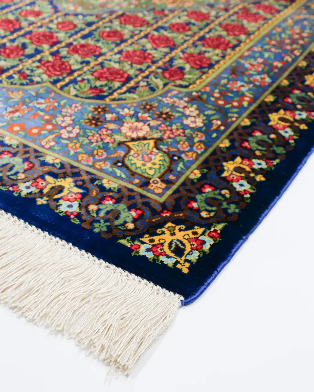 ラジャビヤン工房 ペルシャ絨毯 クム シルク 花尽くし