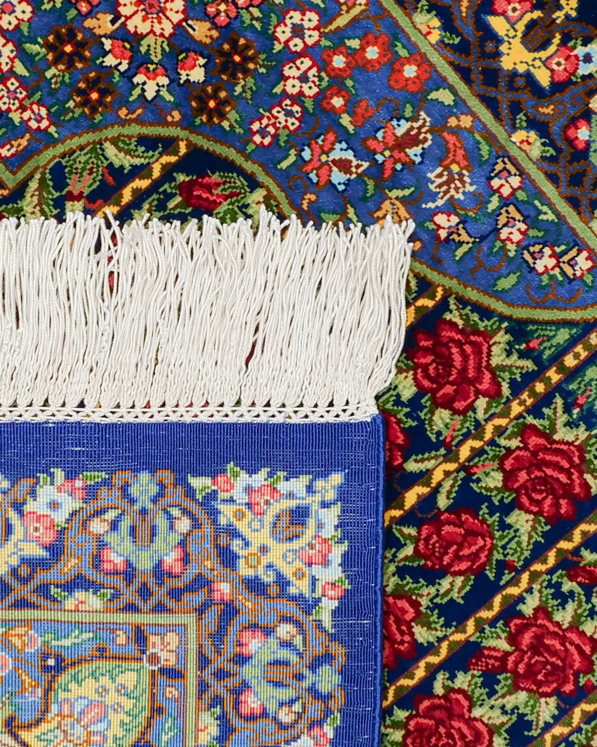 SATHI RUGS クム産ペルシャ絨毯 シルク製 花模様 玄関マット