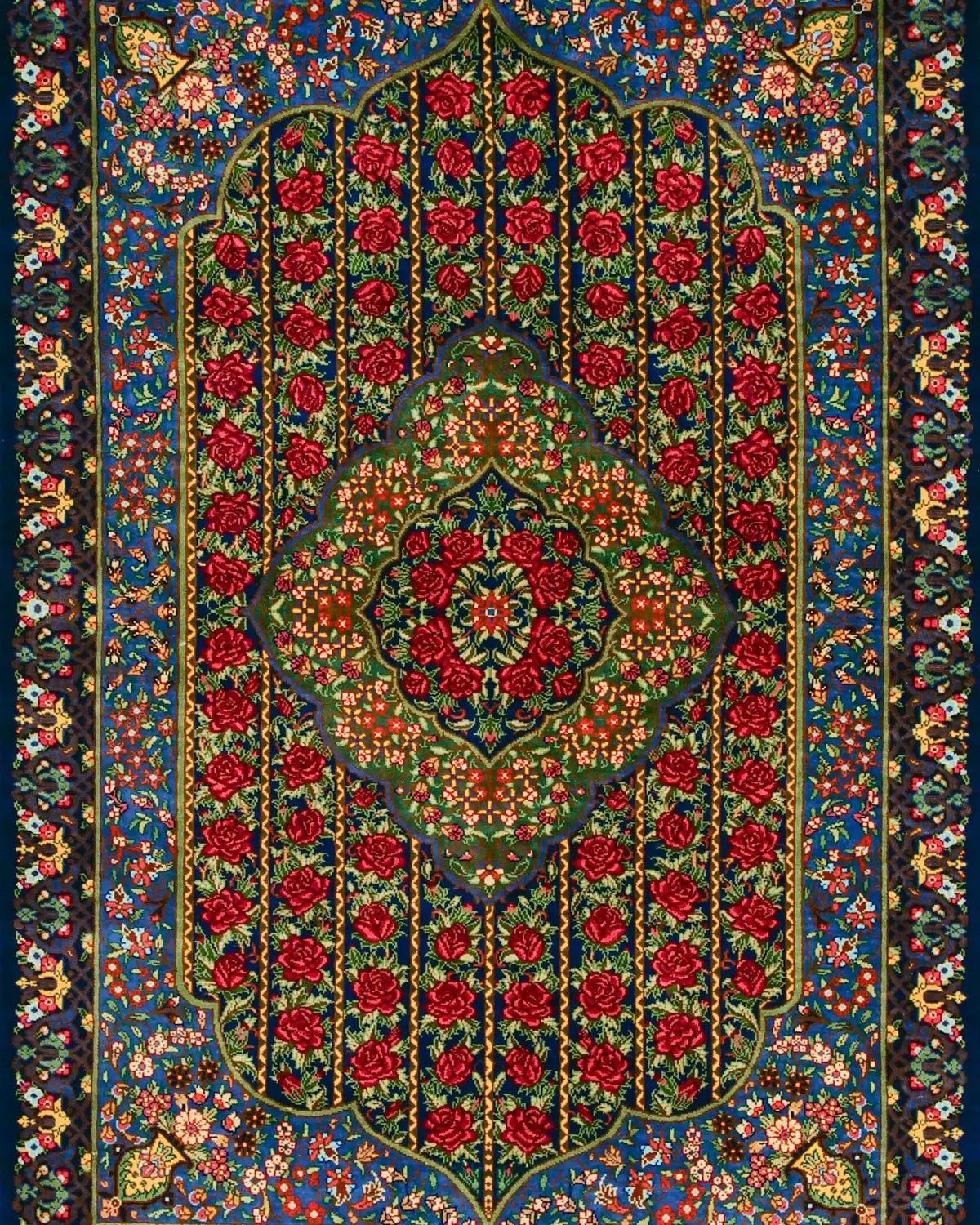 ラジャビヤン工房 ペルシャ絨毯 シルク 花紋様