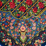 クム産ペルシャ絨毯 シルク製 花模様 玄関マット