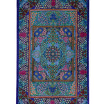 クム産シルク手織りペルシャ絨毯 エザティ工房 紫の花文様 約58×90cm