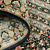 ペルシャ絨毯 ムサヴィ工房 クム産 シルク 黒地 メダリオン文様