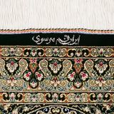 クム産手織りシルク絨毯 中央メダリオンデザイン