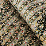 高級シルク絨毯 クム 黒ベース 花文様