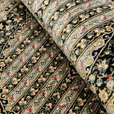 高級シルク絨毯 クム 黒ベース 花文様