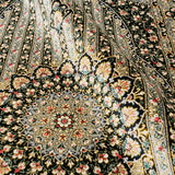 手織りペルシャ絨毯 シルク クム ストライプ柄