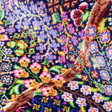 クム産ペルシャ絨毯 シルク製 花と鳥のモチーフ