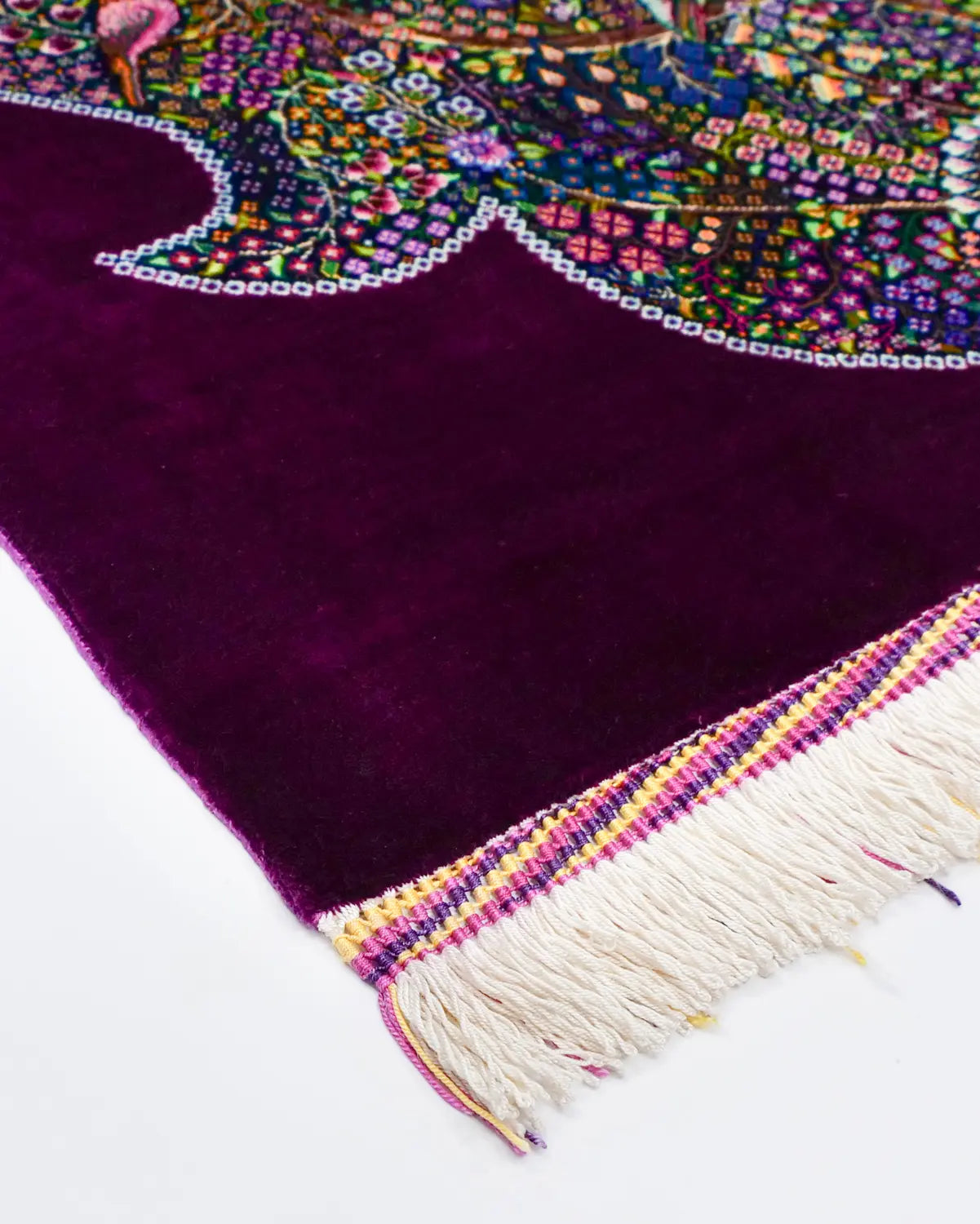 シルクペルシャラグ クム 小サイズ 花と鳥