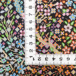 クム産シルク手織りラグ 黒とオレンジのコントラスト