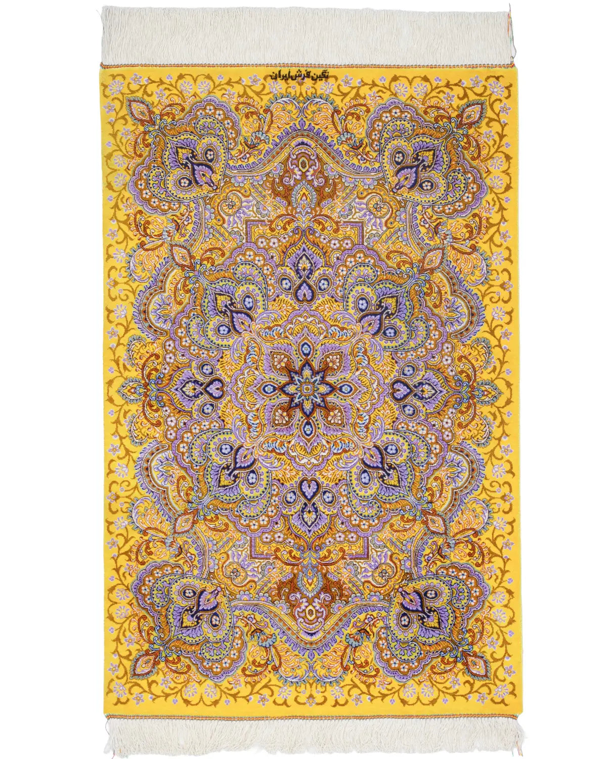 ※ eastasia※ラグ 絨毯クム60×90㎝ 6枚 ペルシャ絨毯 クム産 ネギン工房 シルク 57×90cm 黄 玄関マット 手織り