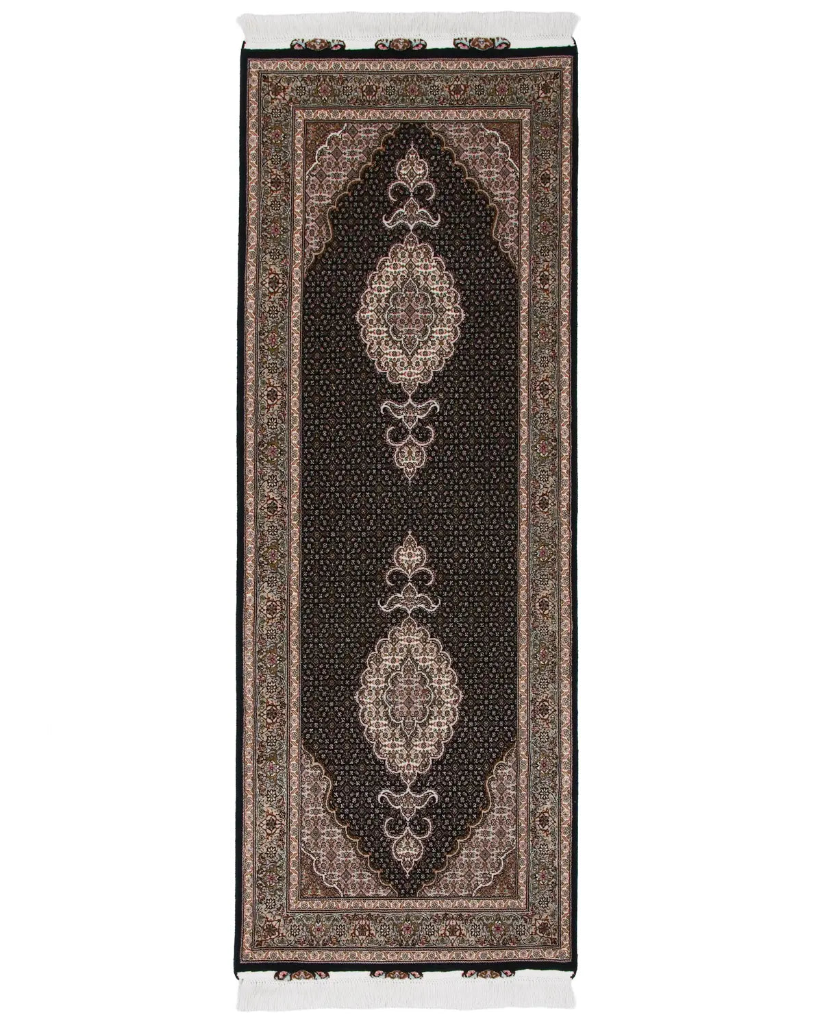 ペルシャ絨毯 タブリーズ産 ウール&シルク 80x200cm 細長