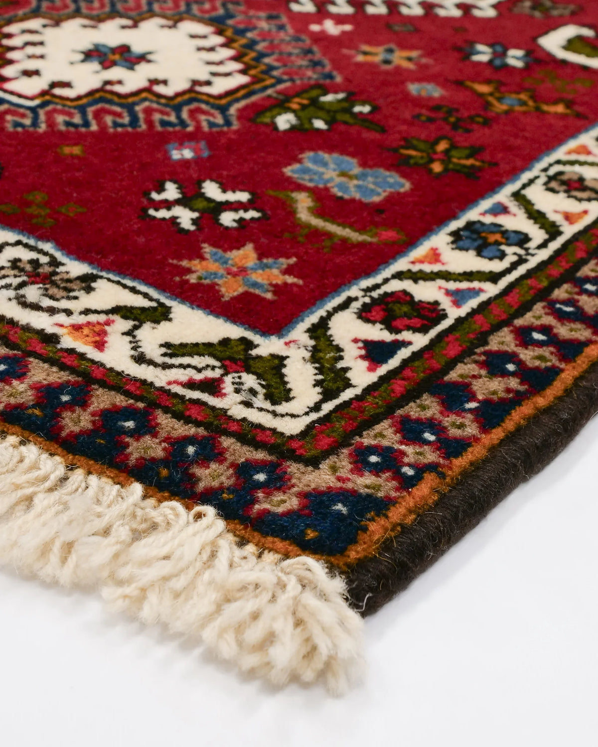 ペルシャ絨毯 ヤラメ ウール 60×87cm 赤 鳥 玄関マット 手織り｜SATHI RUGS